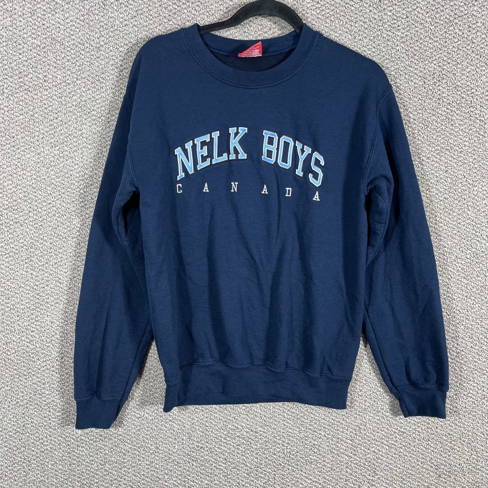 Nelk‎ Boys Sweatshirt Mens Small Blue Long Sleeves Crew Neck Casual Preppy